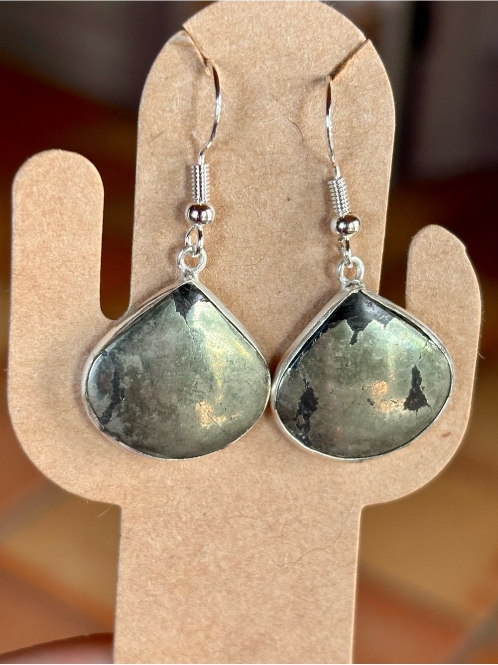 🌟 Apache Pyrite Crystal Earrings – 925 Silver – aka Healers Gold